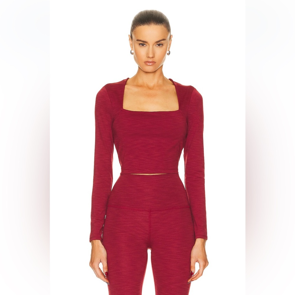 BEYOND YOGA Red Rosewood Long-sleeve Crop Top XS *Brand New w/ Tags* legging set